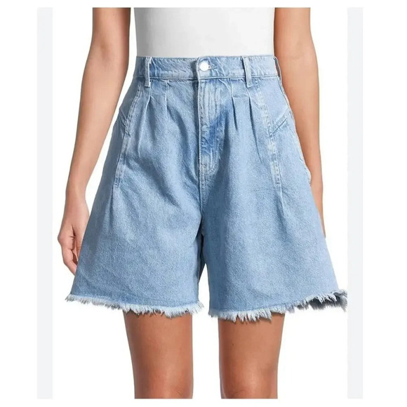 Free People Venice Culotte Denim Short Jorts in Washed Blue High-waisted Size 27 - Picture 4 of 10